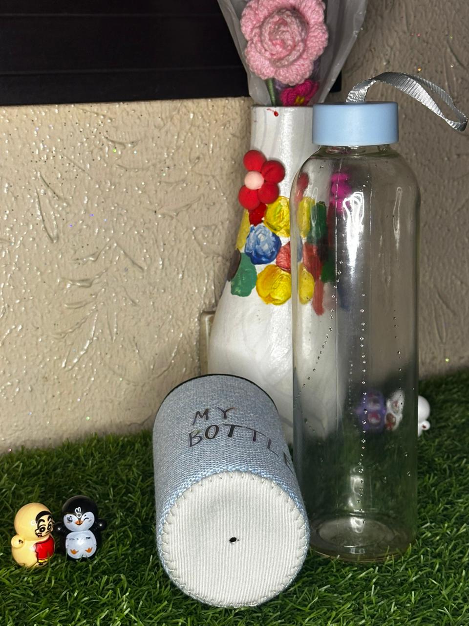 Aesthetic Glass Water Bottle with Protective Sleeve