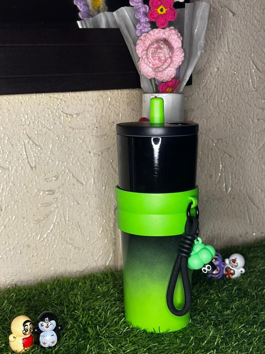 Neon Green Gradient Tumbler with Charm & Straw β Aesthetic Edition