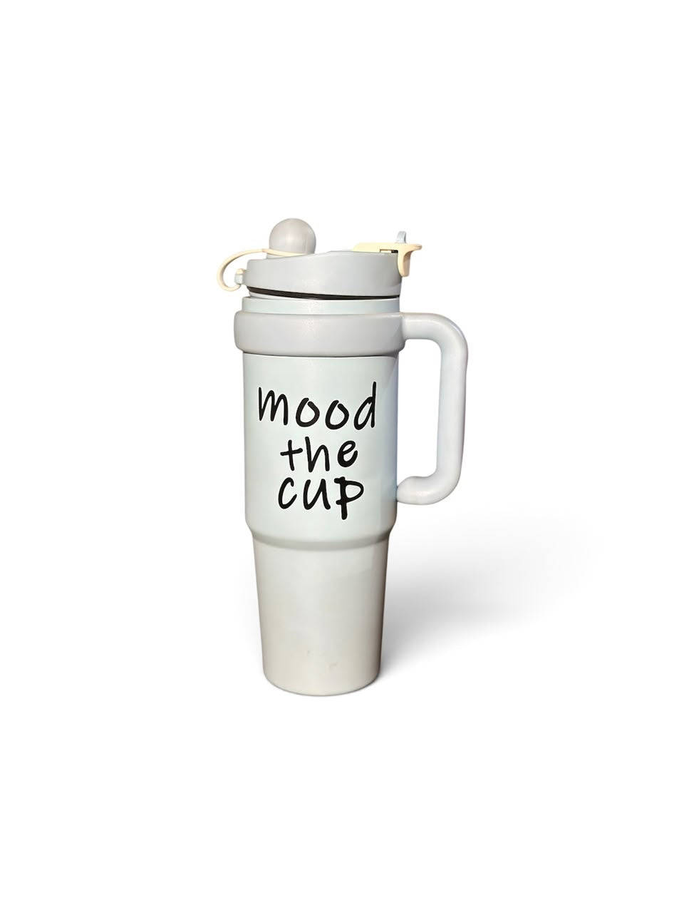 Mood the Cup White Handle Tumbler with Straw Lid