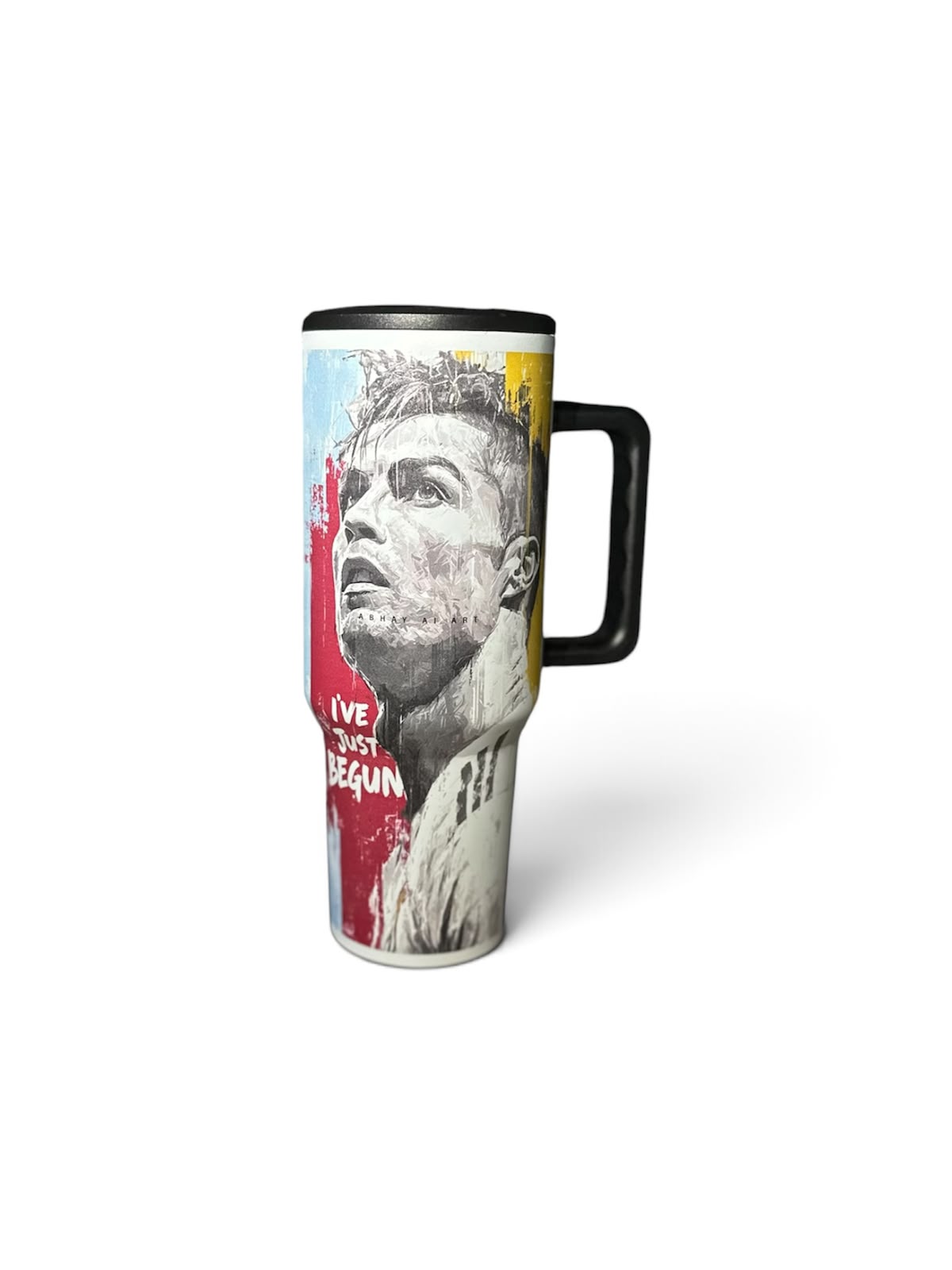 Football Legend Motivational Print Travel Mug with Handle