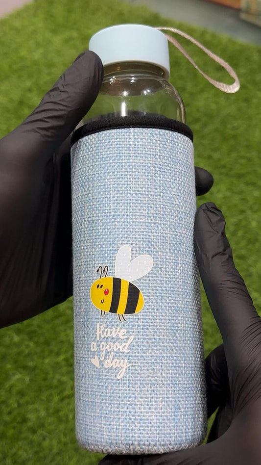 Aesthetic Glass Water Bottle with Protective Sleeve