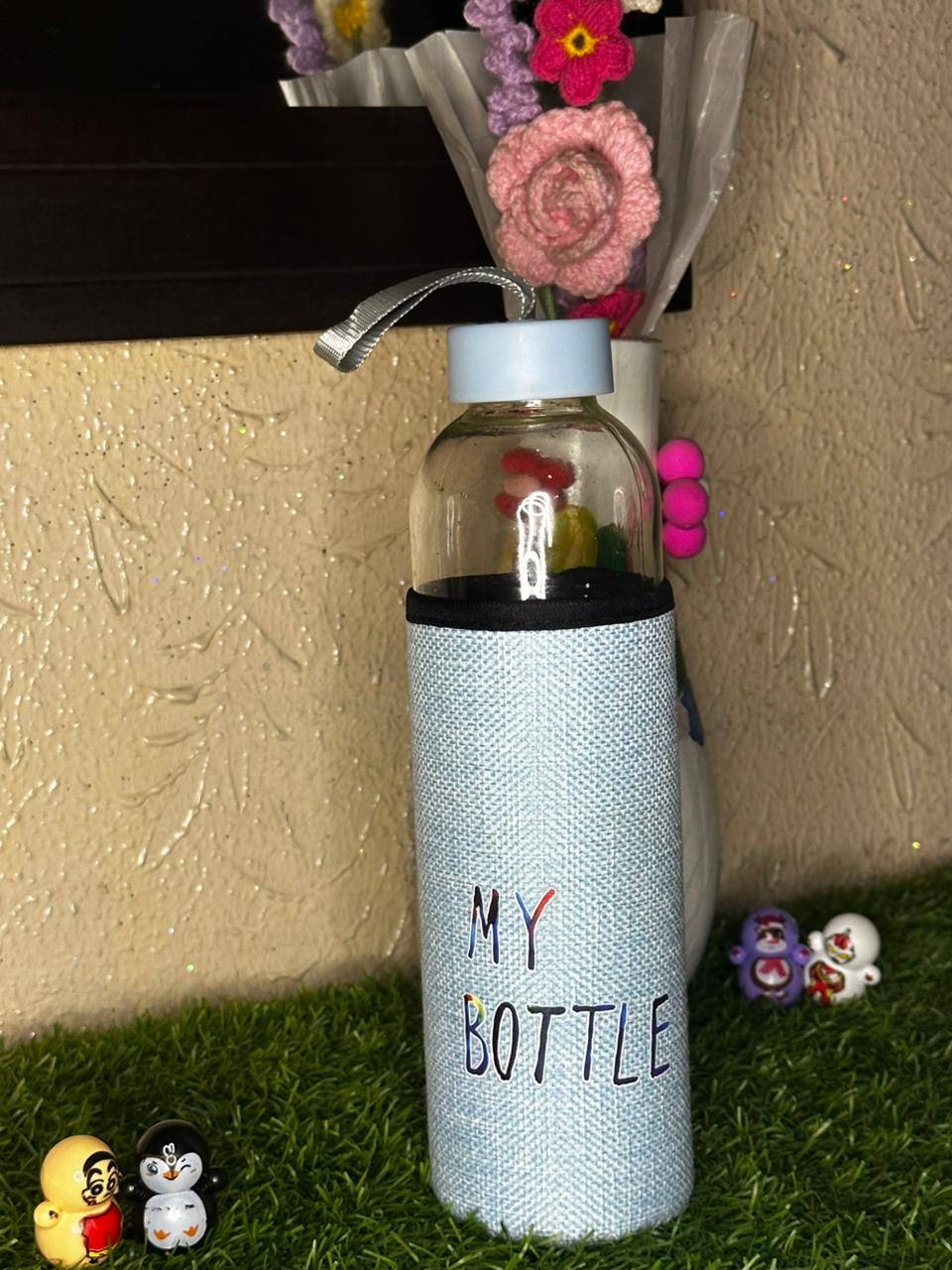 Aesthetic Glass Water Bottle with Protective Sleeve