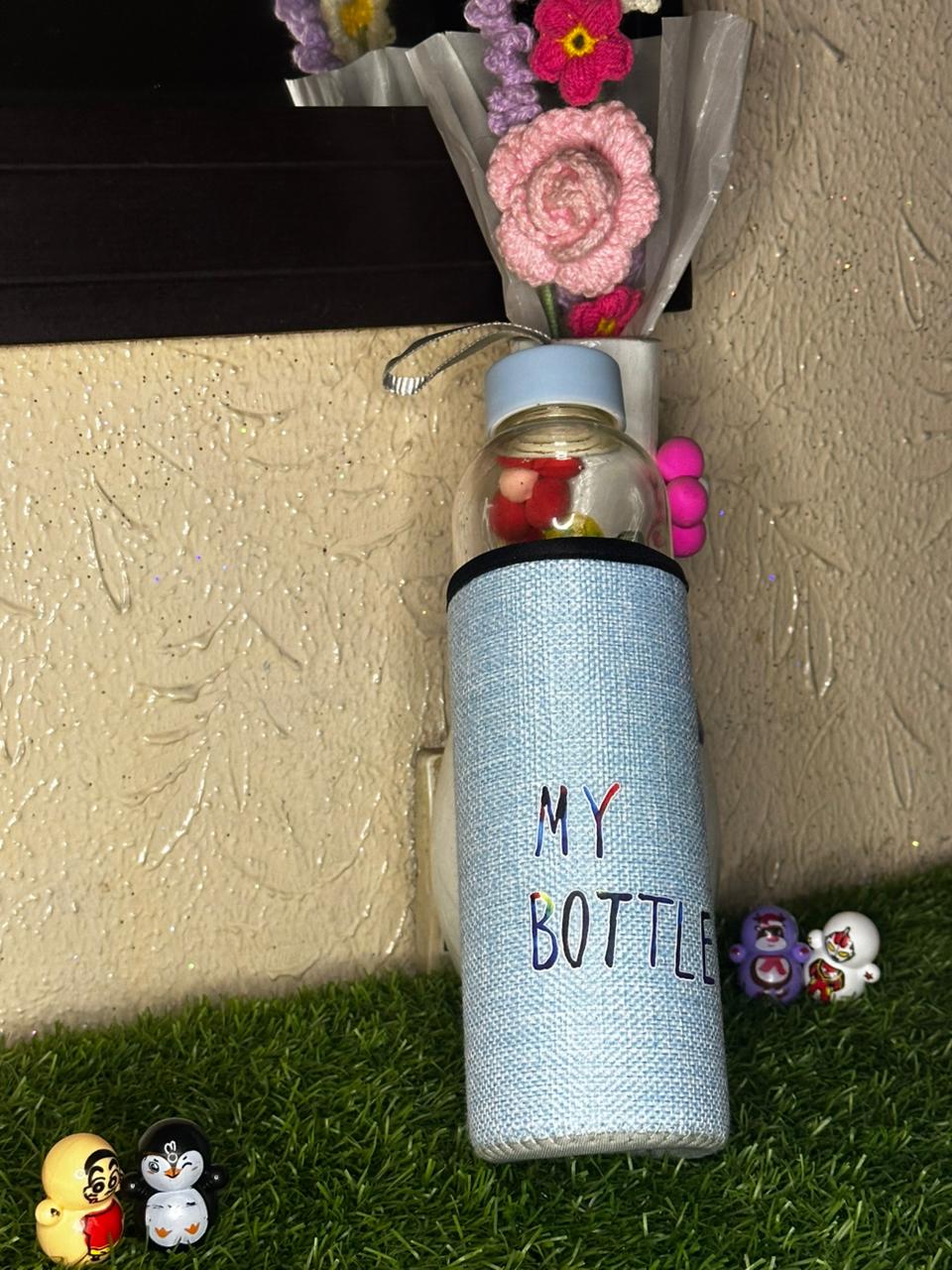 Aesthetic Glass Water Bottle with Protective Sleeve