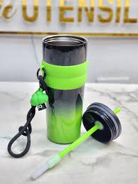 Neon Green Gradient Tumbler with Charm & Straw – Aesthetic Edition