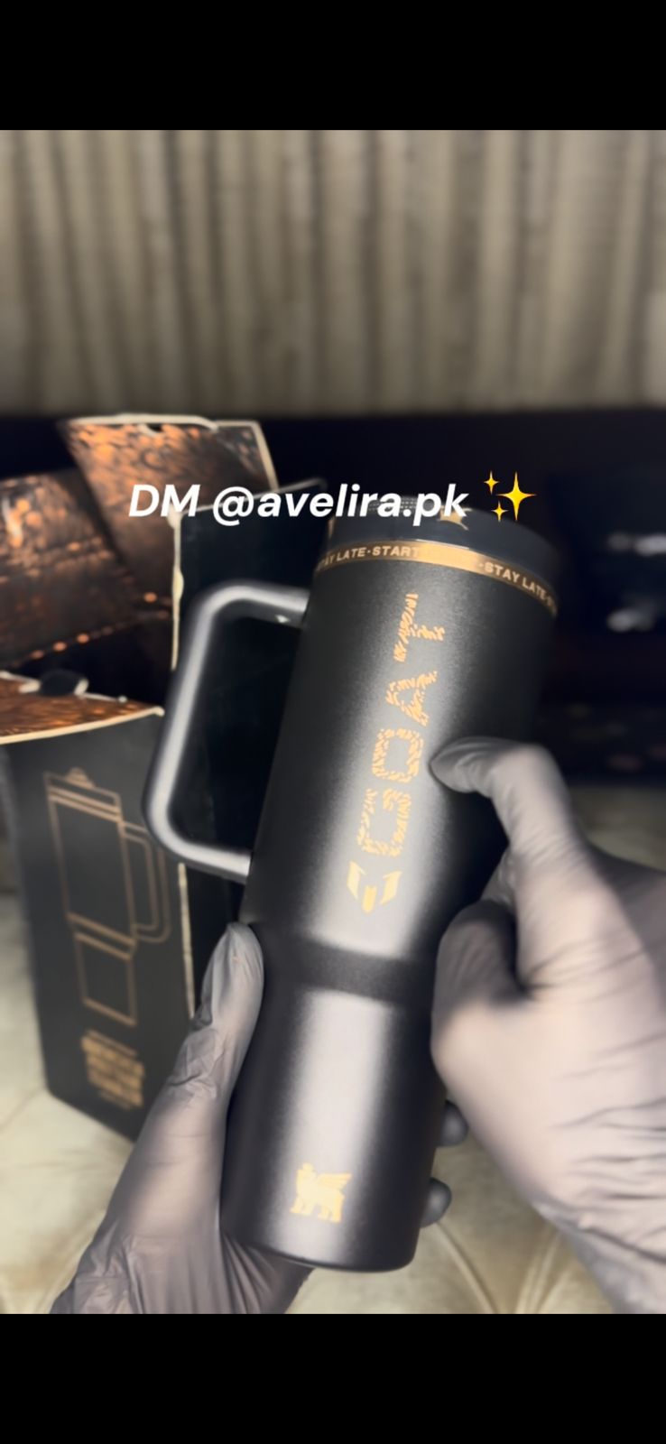 Messi x Stanley Quencher Tumbler — Black & Gold Edition