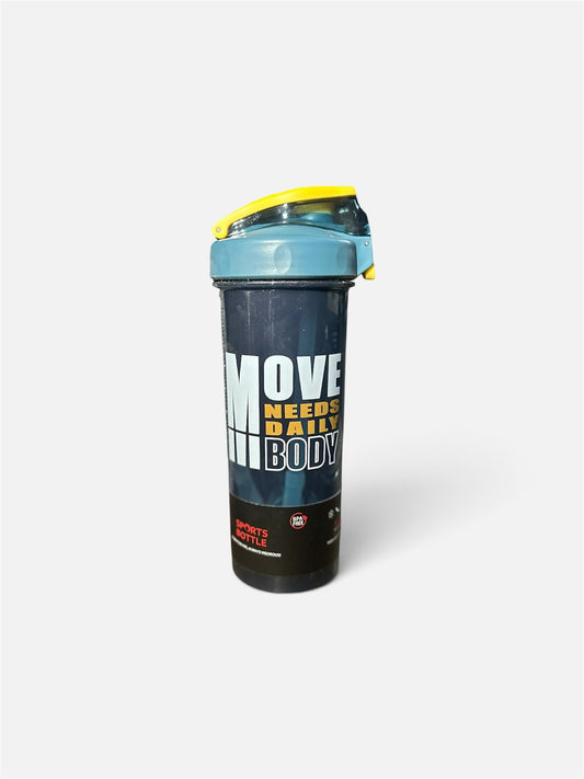 MOVE Sports Shaker Bottle — Navy & Yellow Flip-Top Water Bottle